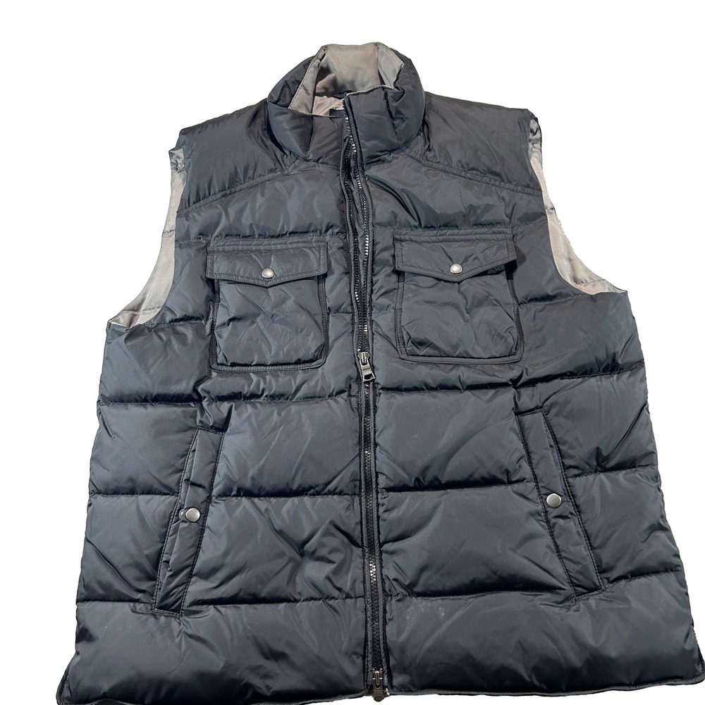 Banana Republic Puffer Vest Men Large Black Quilted Down Feather Fill Pockets